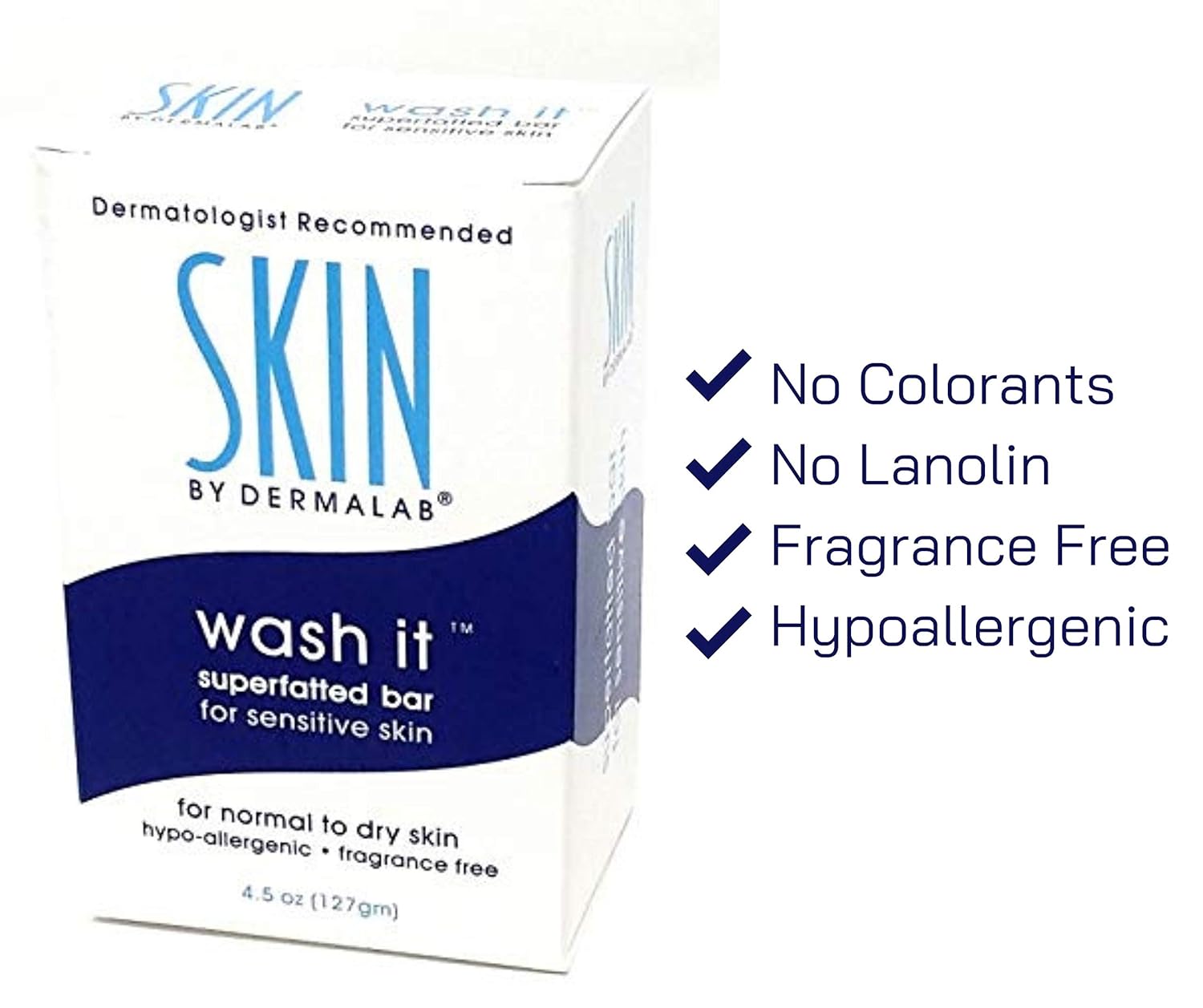 Skin By Dermalab Wash It Superfatted Hypoallergenic Fragrance Free Cleansing Bar