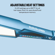 BaBylissPRO Nano Titanium Ultra-Thin Straightening Flat Iron - Blue - 1.5