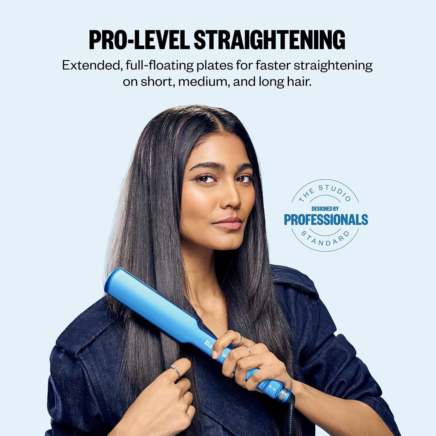 BaBylissPRO Nano Titanium Ultra-Thin Straightening Flat Iron - Blue - 1.5