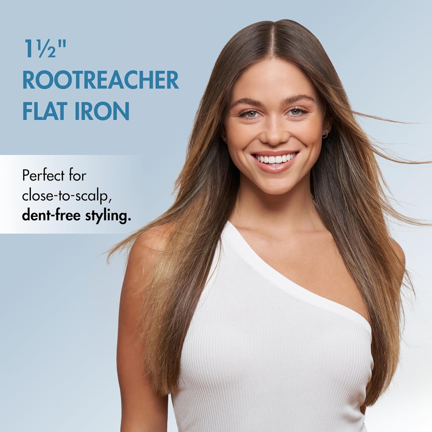 BaBylissPRO Flat Iron Hair Straightener, 1.5" Rootreacher Hair Straightener Iron, Perfect for Close to Scalp, Roots Straightening, All Hair Types, Black