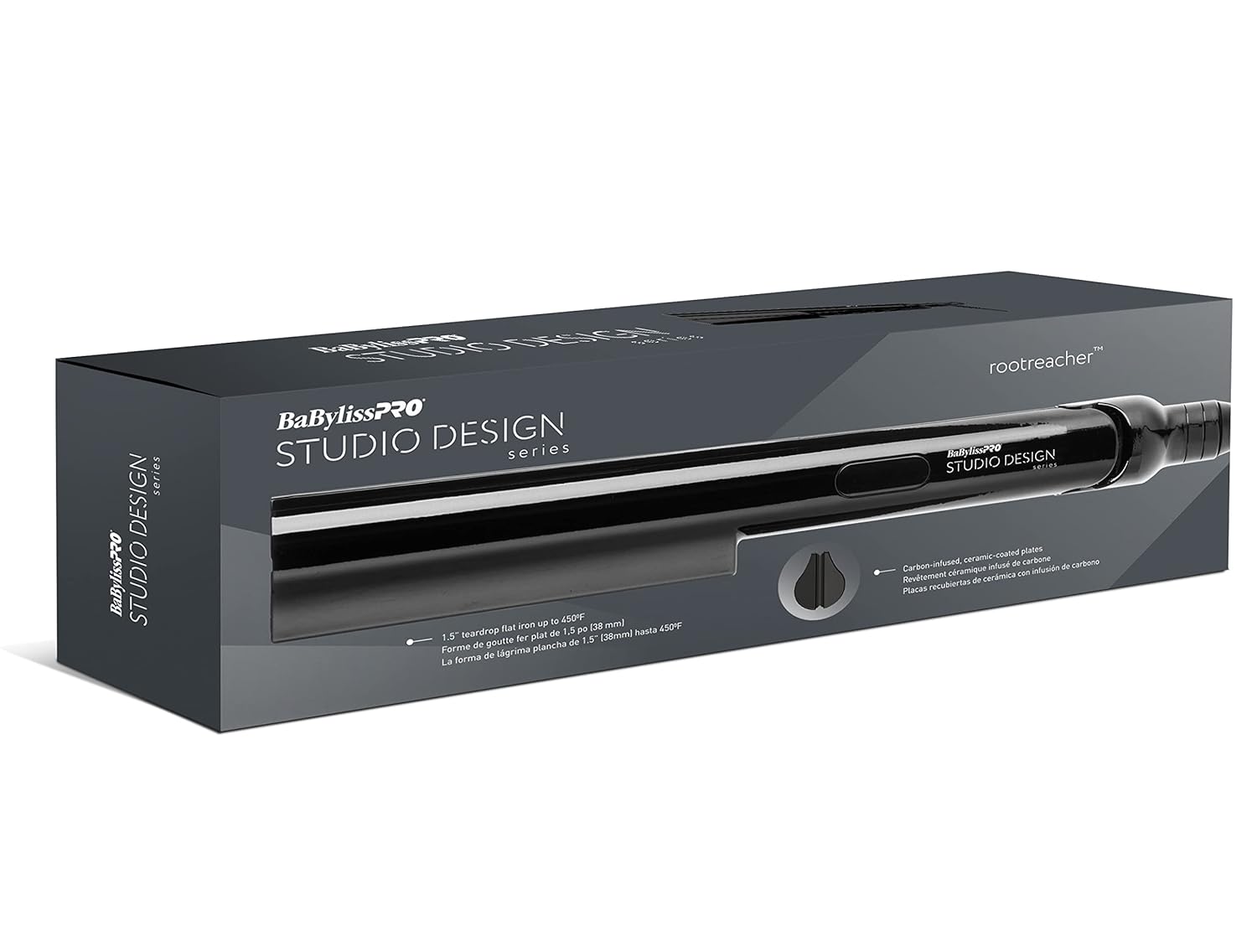 BaBylissPRO Flat Iron Hair Straightener, 1.5" Rootreacher Hair Straightener Iron, Perfect for Close to Scalp, Roots Straightening, All Hair Types, Black