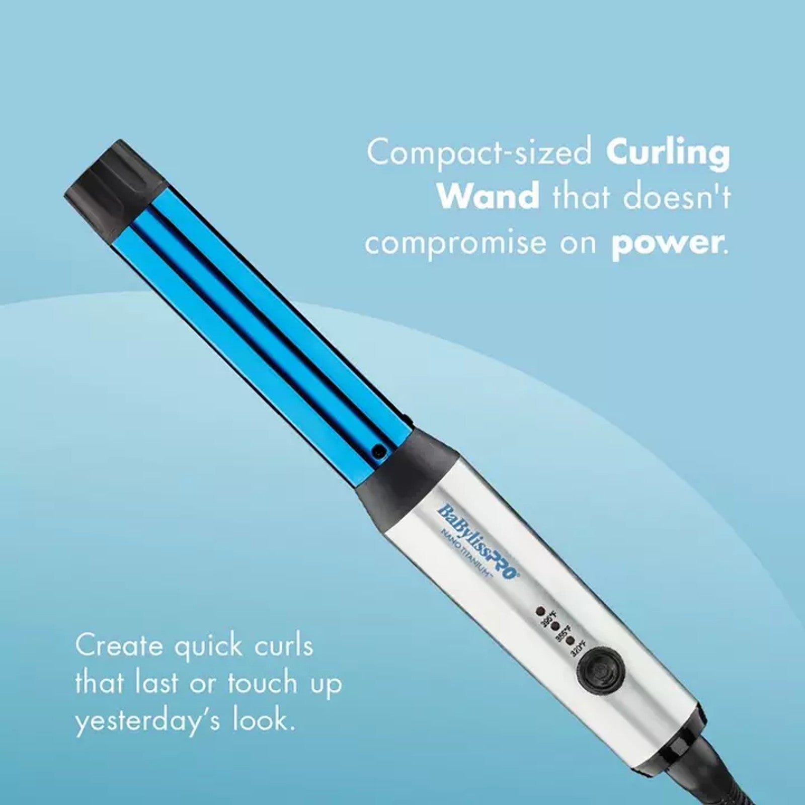 BaBylissPRO Nano Titanium Compact Curling Wand - Blue - 1"