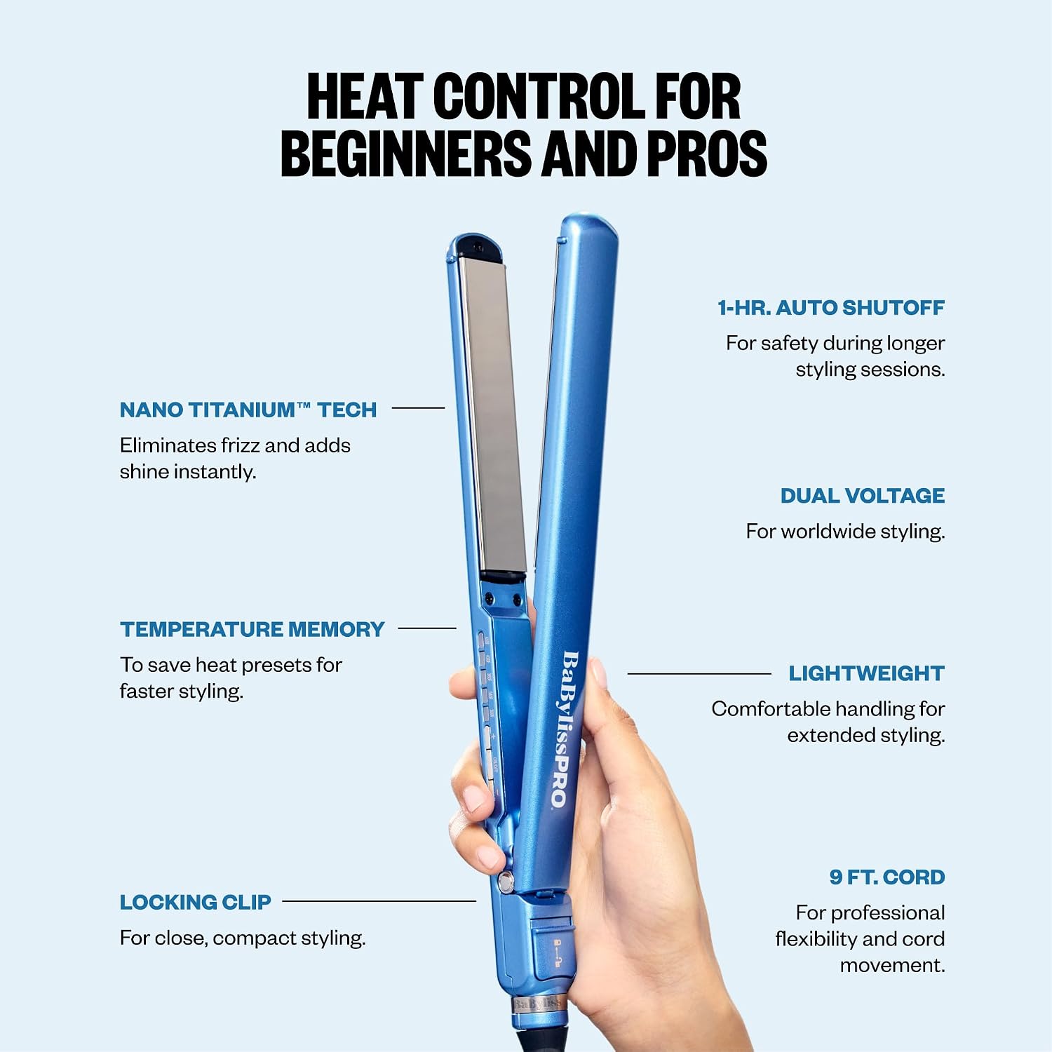 BabylissPRO 1 in. Nano Titanium Ultra-Thin Hair Straightener