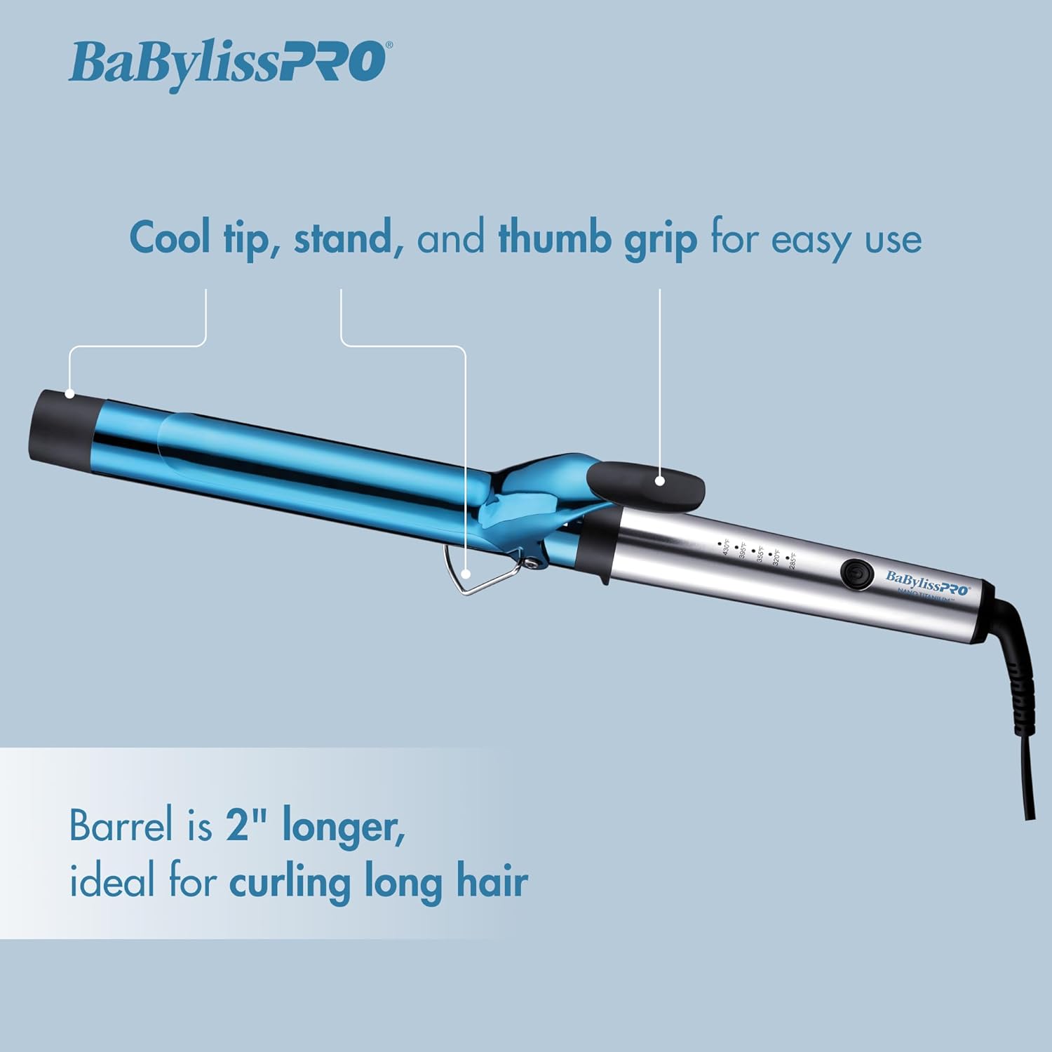 BaBylissPRO® Nano Titanium™ 1¼" Extended Barrel Curling Iron