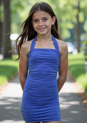 Kylie Mesh Periwinkle Dress With Back Tie