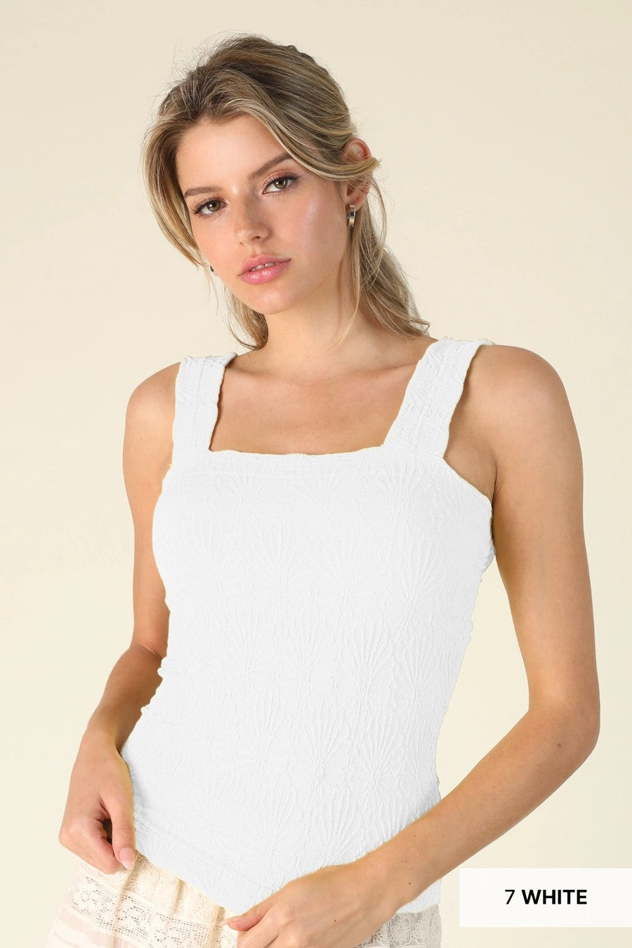 Niki Biki Lace Textured Square Top White