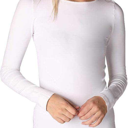 Niki Biki Long Sleeve Crew Neck Top White