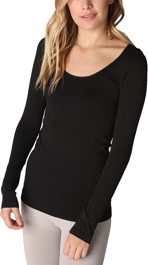 Niki Biki Long Sleeve Scoop Neck Black