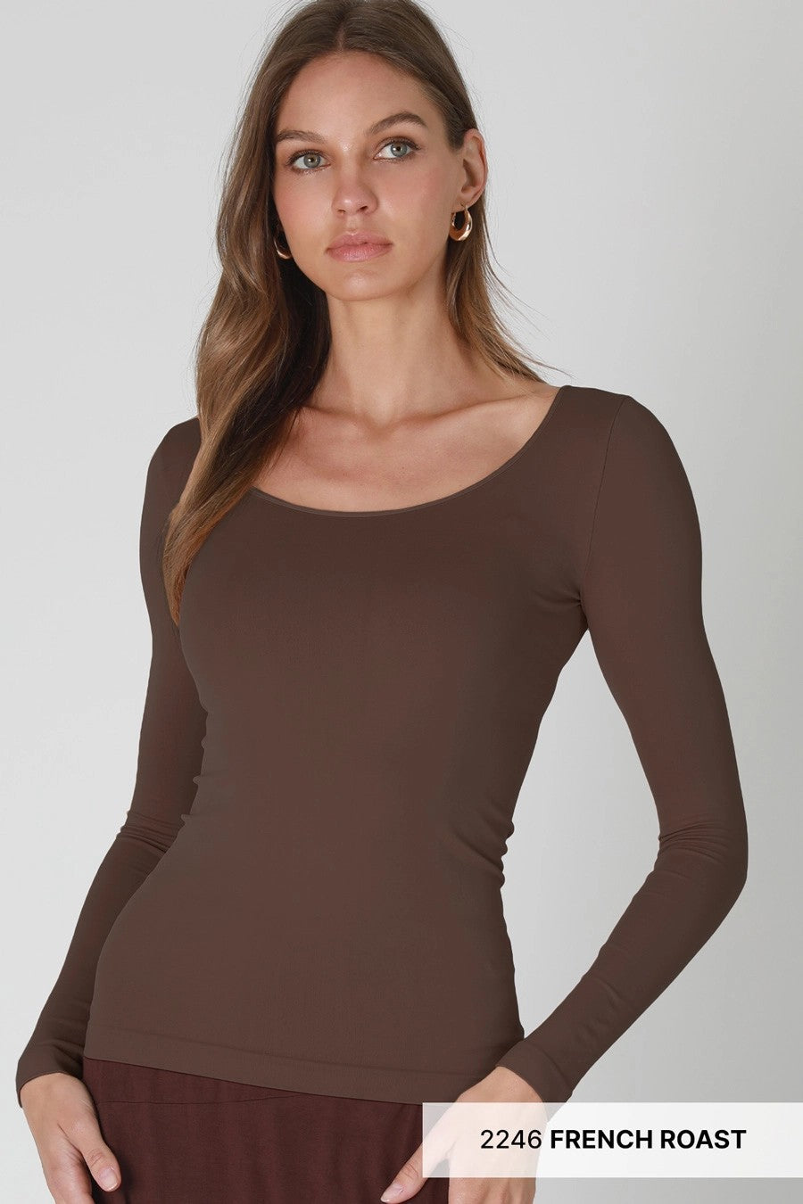 Niki Biki Long Sleeve Scoop Neck French Roast