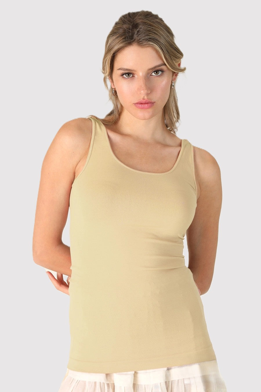 Niki Biki Plain Jersey Tank Top Stone