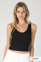 Niki Biki Reversible Rib Crop Top Black