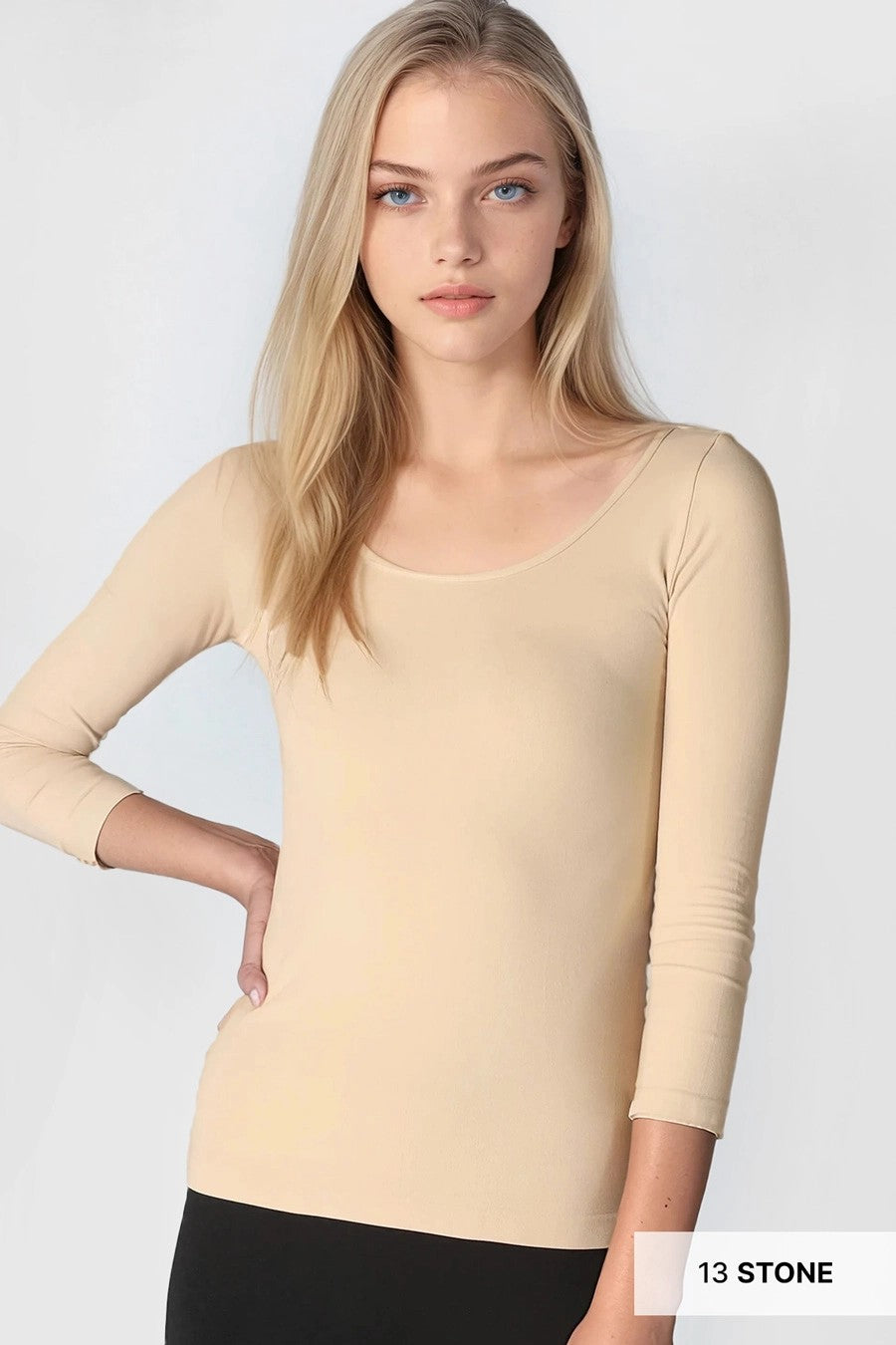 Niki Biki 3/4 Sleeve Scoop Stone