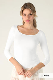 Niki Biki 3/4 Sleeve Scoop White