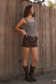 Niki Biki Lace Textured Square Top French Roast