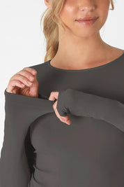 Niki Biki Long Sleeve Crew Neck Top Gray