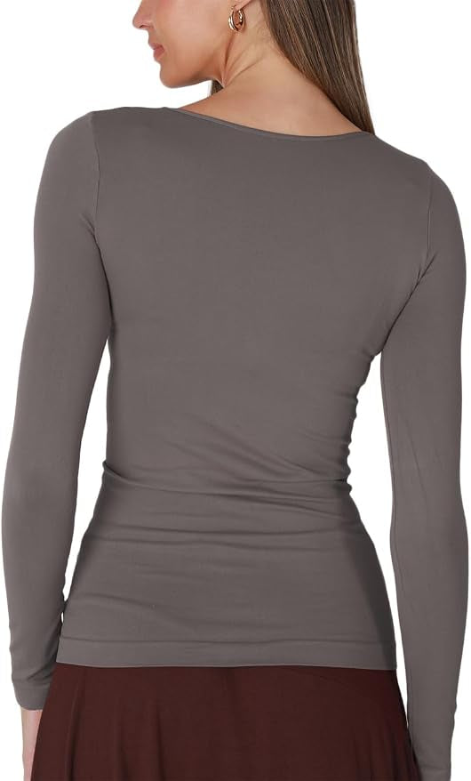 Niki Biki Long Sleeve Crew Neck Top Gray