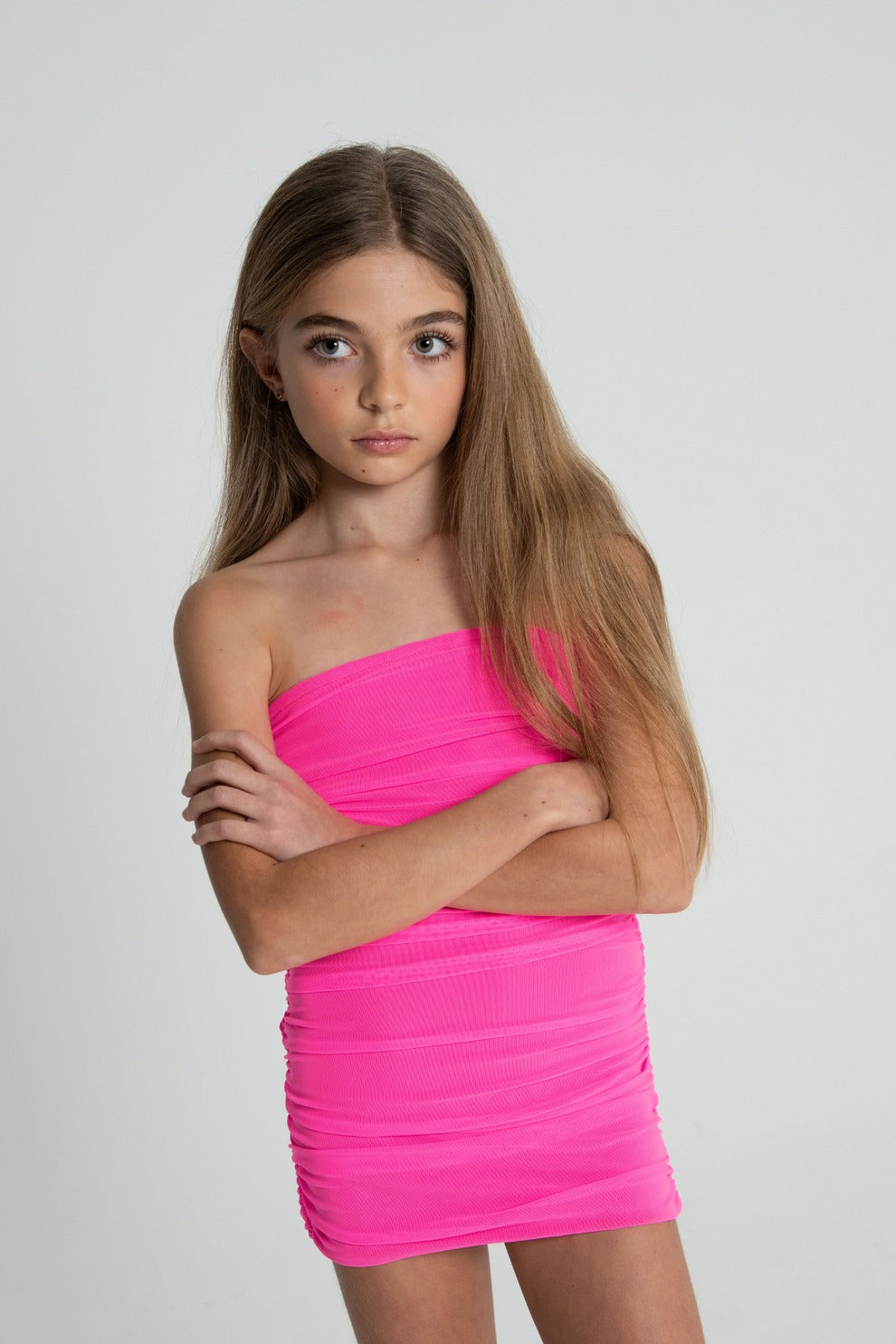 Noemi Dress Mesh Neon Pink