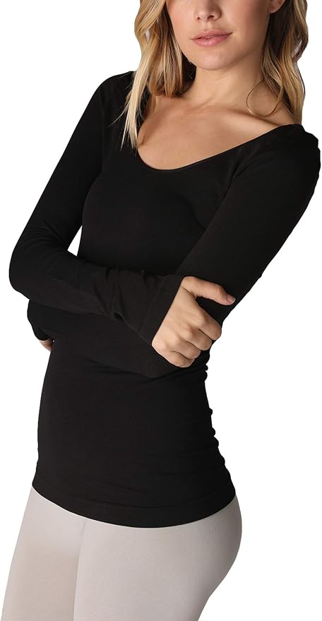 Niki Biki Long Sleeve Scoop Neck Black