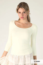 Niki Biki 3/4 Sleeve Scoop Ivory