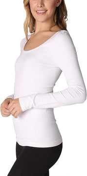 Niki Biki Long Sleeve Scoop Neck White