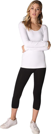 Niki Biki Long Sleeve Scoop Neck White