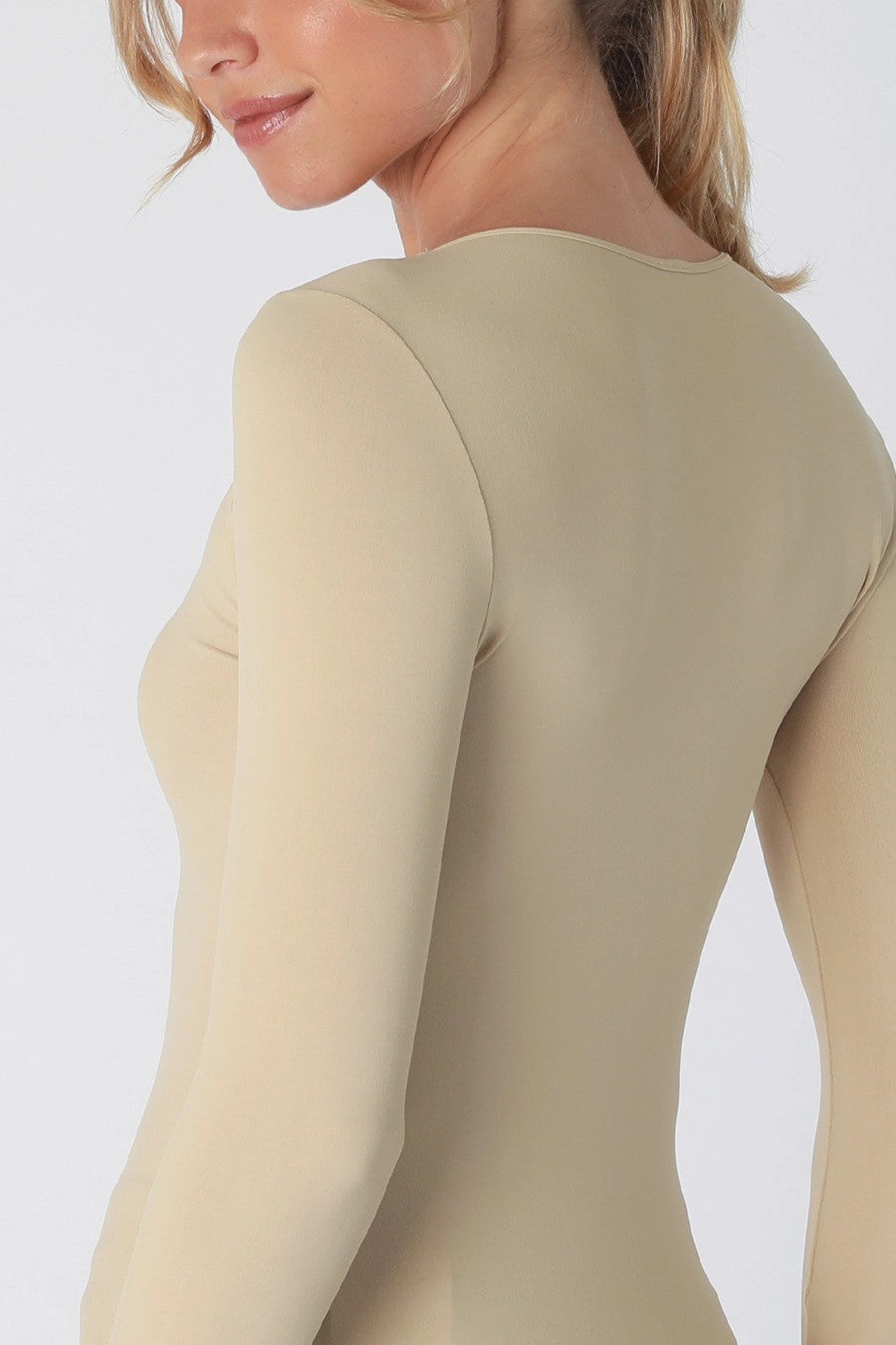 Niki Biki 3/4 Sleeve Crew Neck Top Stone