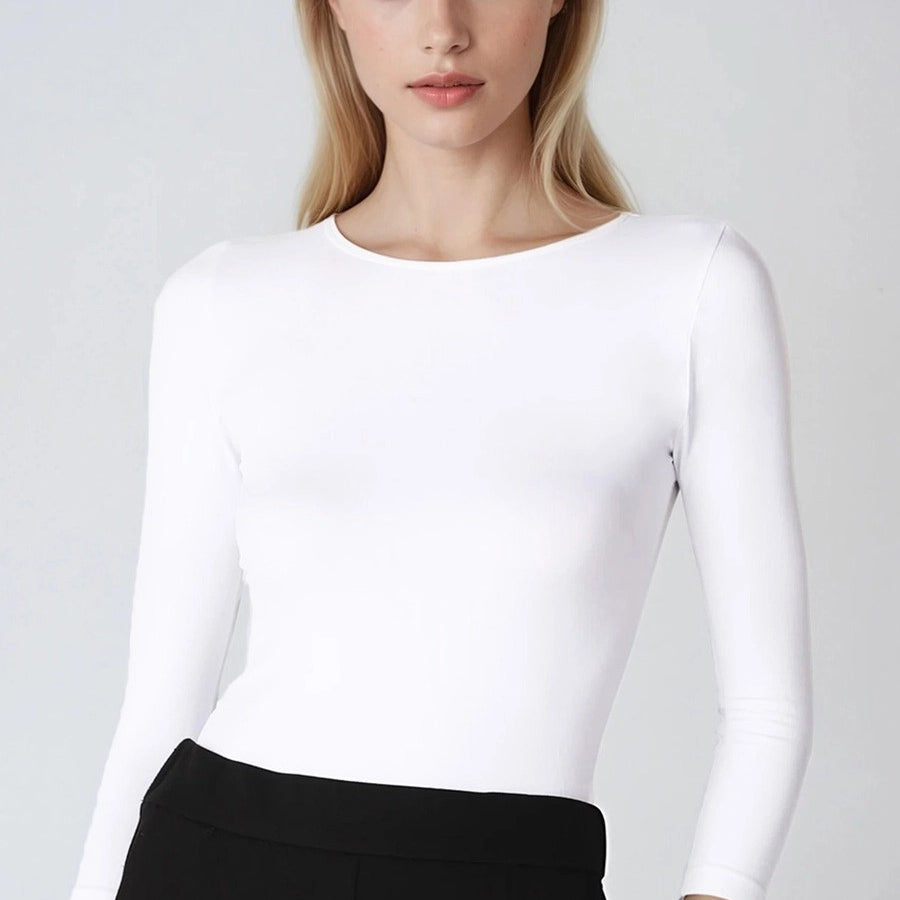 4 Sleeve Crew Neck Top White