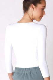 Niki Biki 3/4 Sleeve Crew Neck Top White
