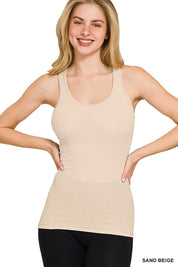 Stretchy Ribbed Knit Ra Sand Beige Large