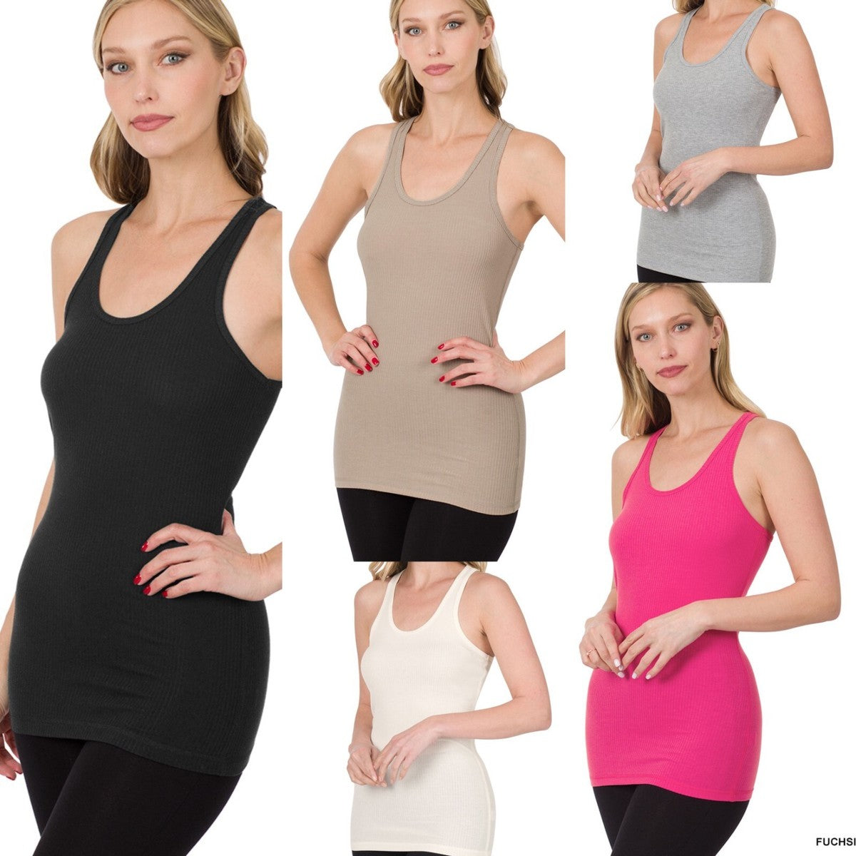 Stretchy Ribbed Knit Racerback Tank